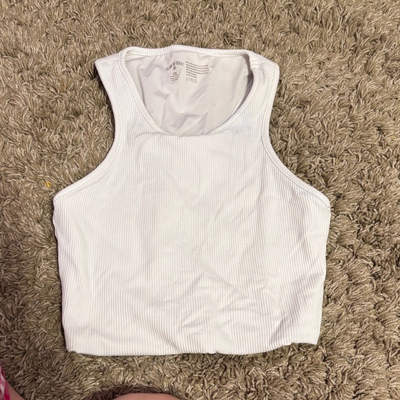 Racer Crop Tank in White - Picture 3 of 5